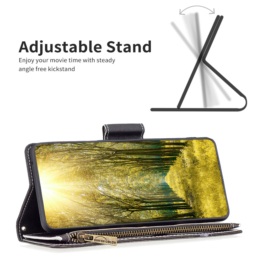 BF03 Zipper Pocket Phone Cover for iPhone 15 Pro Max , Pattern Printing Stand PU Leather Wallet Case - Bear BF03 Zipper Pocket Phone Cover for iPhone 15 Pro Max , Pattern Printing Stand PU Leather Wallet Case - Bear
